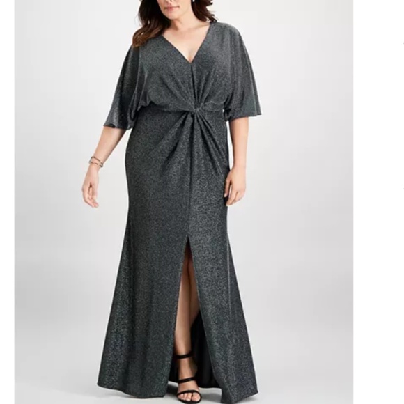 Betsy & Adam Dresses & Skirts - NWT Betsy & Adam Metallic Knot Front Slit Gown 22W